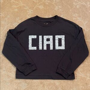 Jessica Simpson Girls Black Long Sleeve CIAO T-Shirt, Large (12)